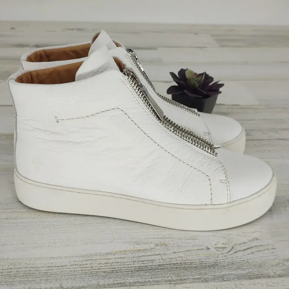 Frye Lena New White Leather Booties High Tops Sneakers Size 6